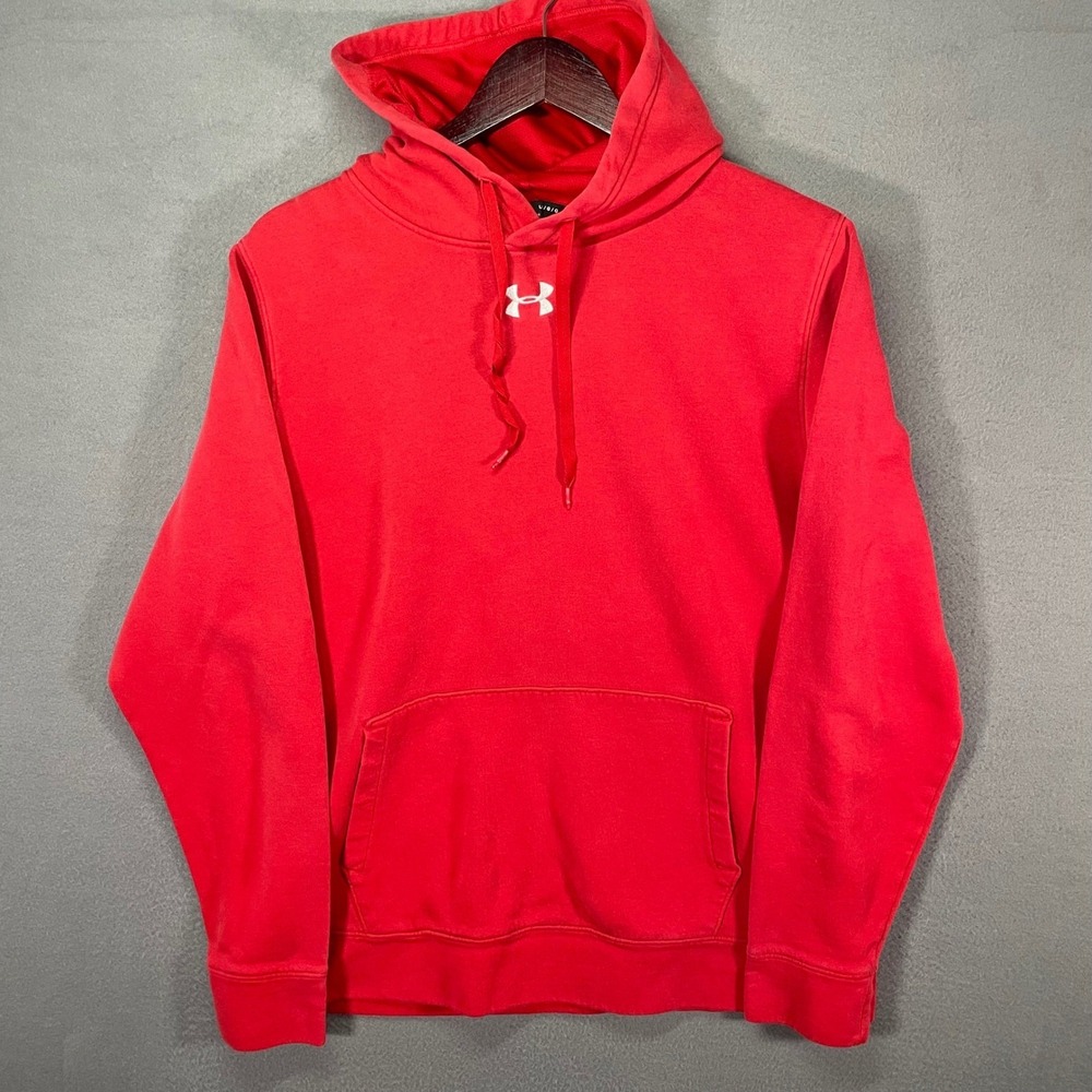 Under Armour Hoodie Mens Large Red ColdGear Pullover Fleece 1300123